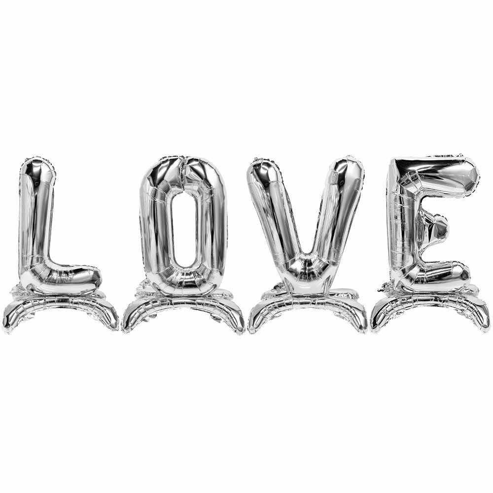 Love Ayakta Durabilen Gümüş Folyo Balon Set