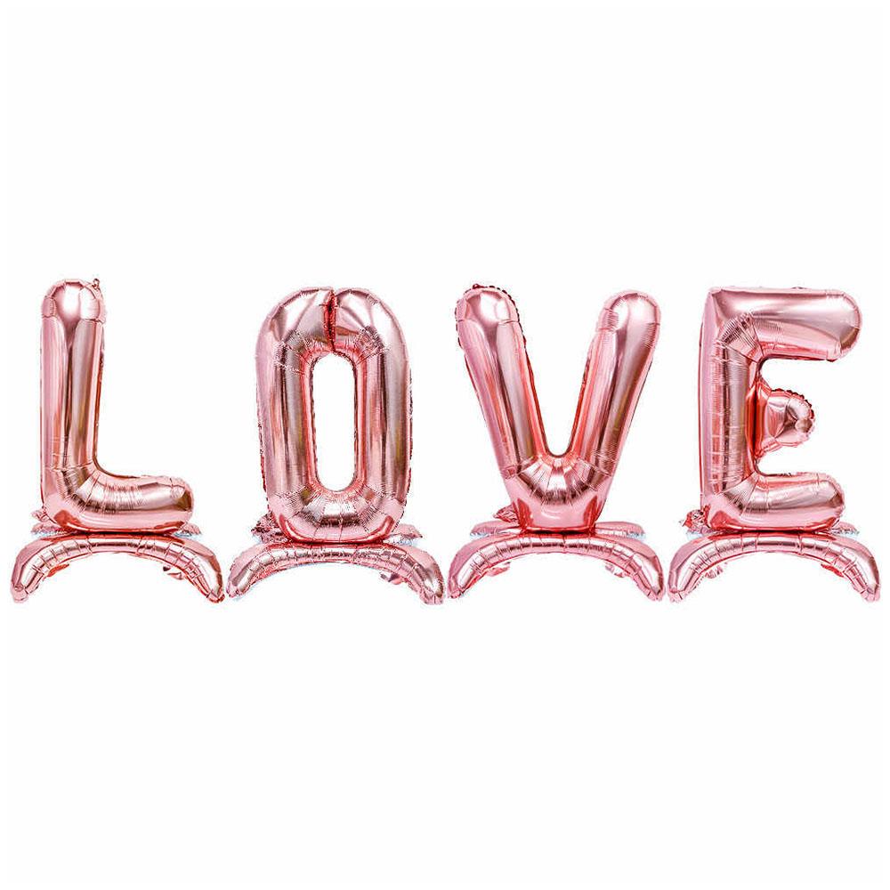Love Ayakta Durabilen Rose Gold Folyo Balon Set