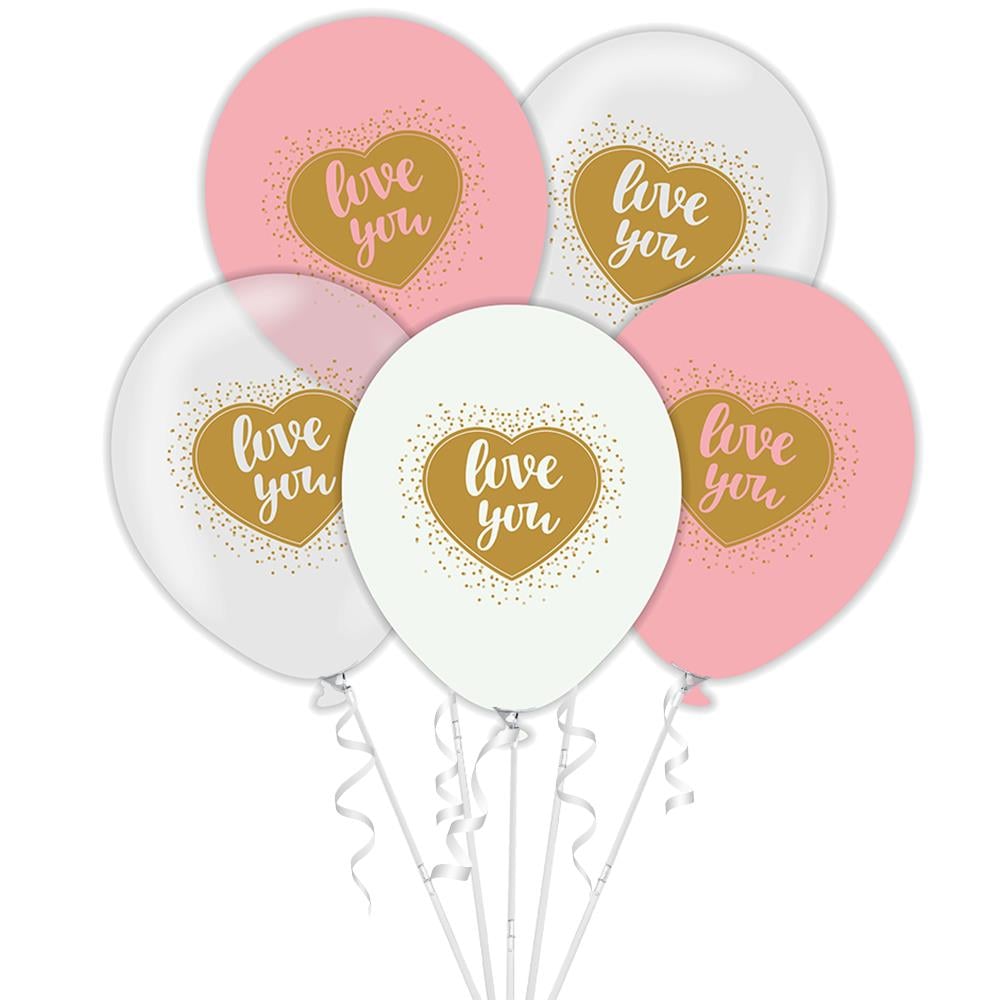 Love You Baskılı Rengarenk Lateks Balon 10'lu