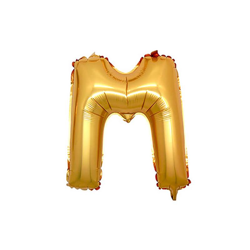 M Harf Altın Folyo Balon 40 cm