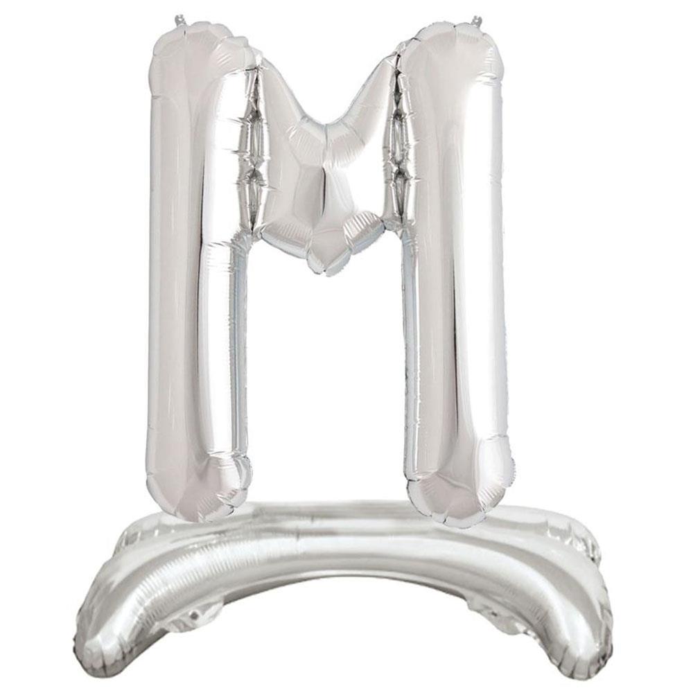 M Harf Ayakta Durabilen Gümüş Folyo Balon 80 cm