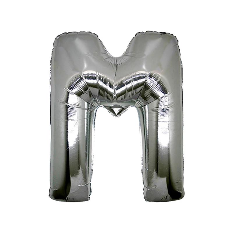 M Harf Gümüş Folyo Balon 70 cm