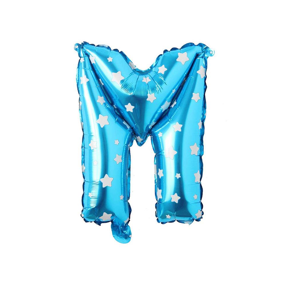 M Harf Mavi Yıldız Folyo Balon 40 cm