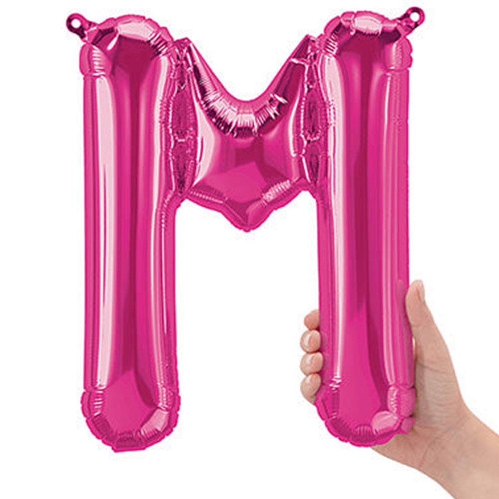 M Harf Pembe Folyo Balon 40 cm