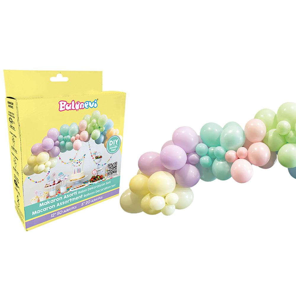 Makaron Renkler Balon Dekorasyon Seti