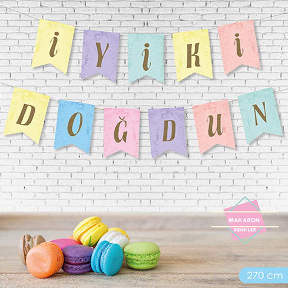 Makaron Renkler İyi ki Doğdun Harf Afiş