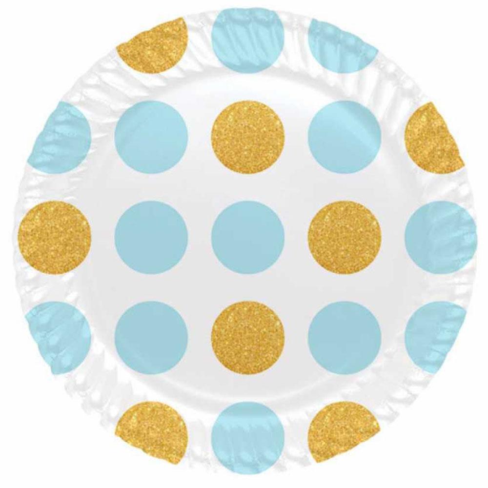 Mavi Altın Puantiyeli Karton Tabak 23 cm 8'li