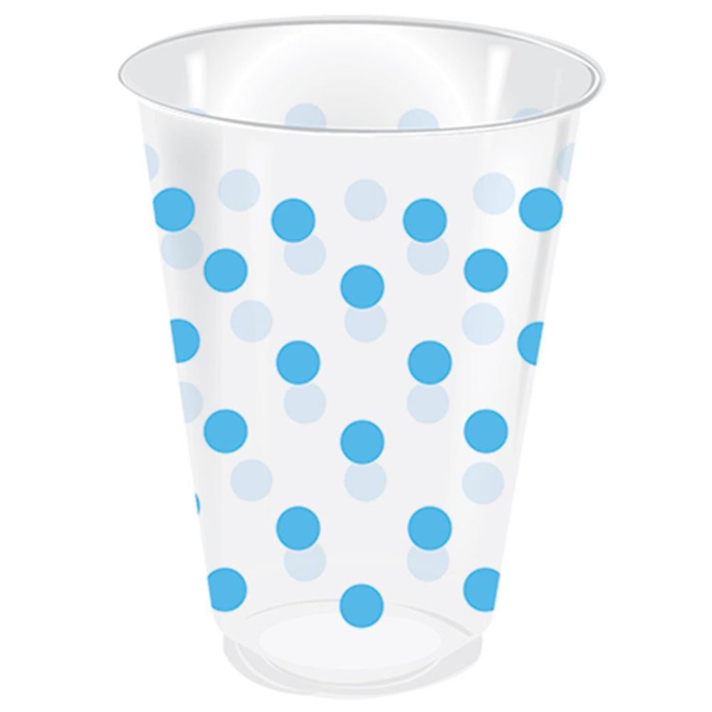 Mavi Puantiyeli Şeffaf Plastik Meşrubat Bardağı 25'li