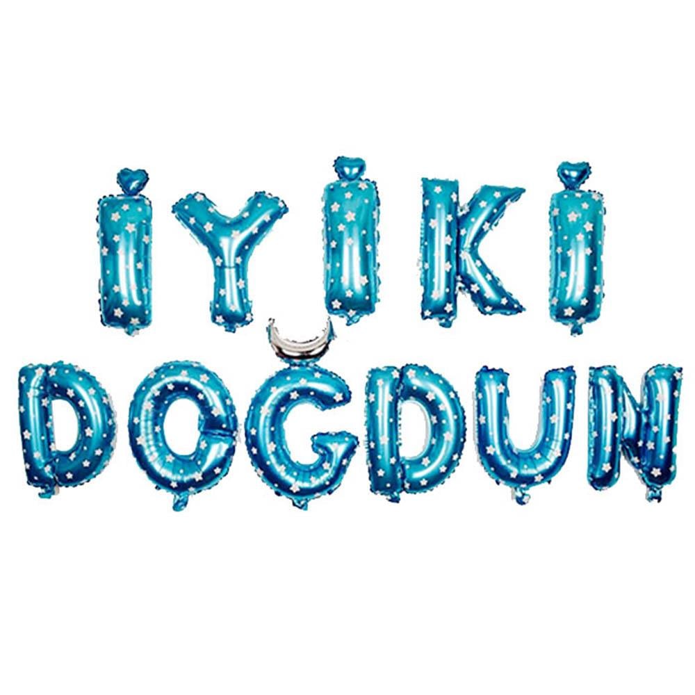 Mavi Yıldızlı İyi ki Doğdun Folyo Balon Set