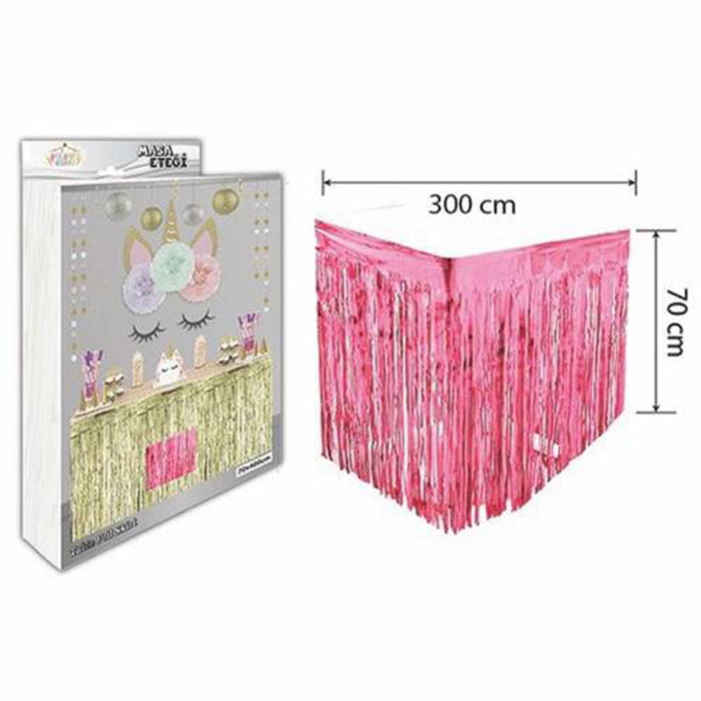 Metalize Masa Kenarı Eteği Fuşya 70x300 cm