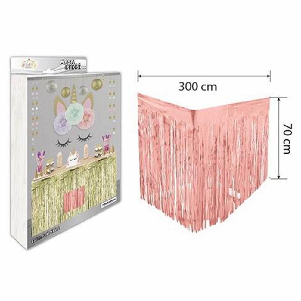 Metalize Masa Kenarı Eteği Rose Gold 70x300 cm