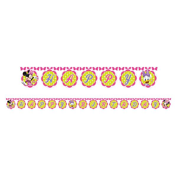 Minnie Pembe Fiyonklu Happy Birthday Harf Afiş