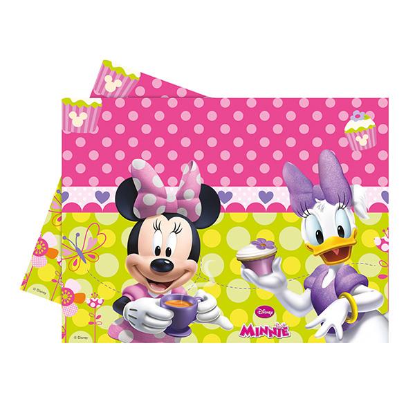 Minnie Pembe Fiyonklu Plastik  Masa Örtüsü 120x180 Cm