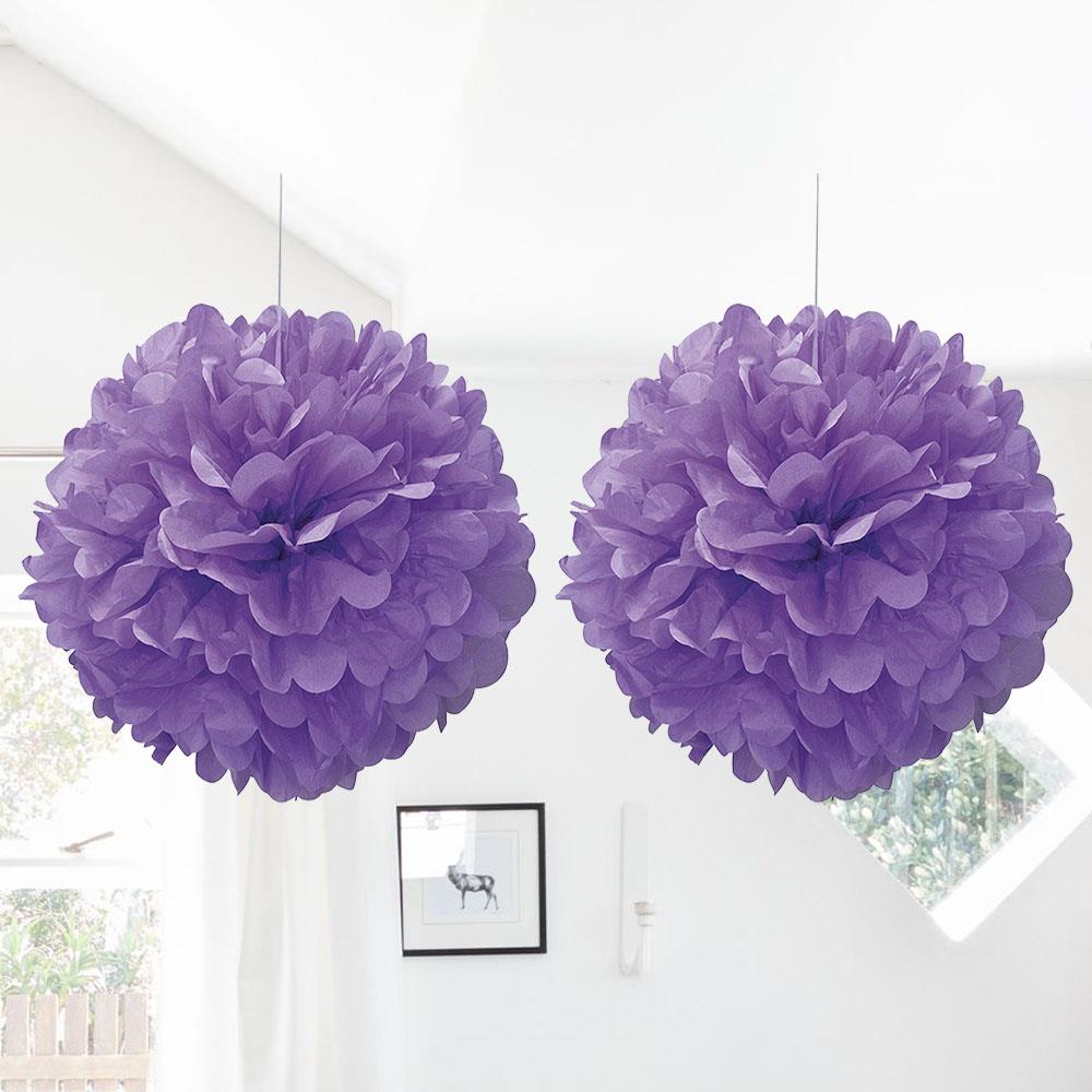 Mor Ponpon Dekor Süs 30 cm 2'li