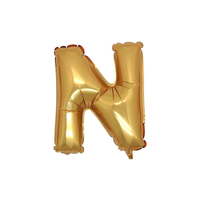 N Harf Altın Folyo Balon 40 cm