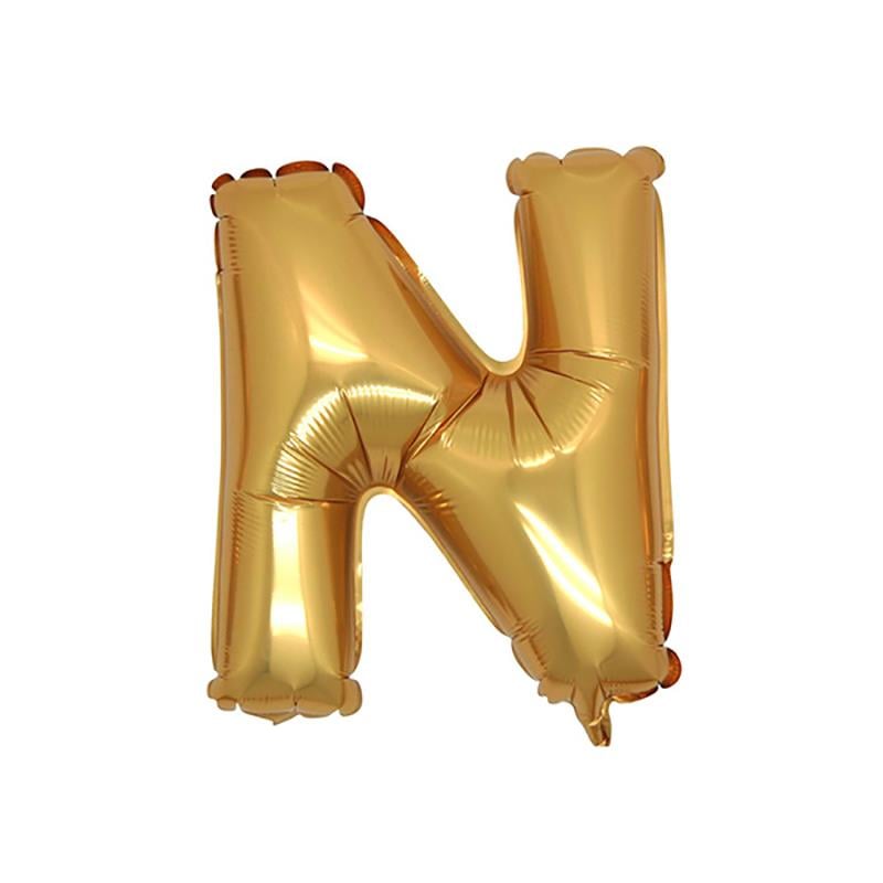 N Harf Altın Folyo Balon 70 cm