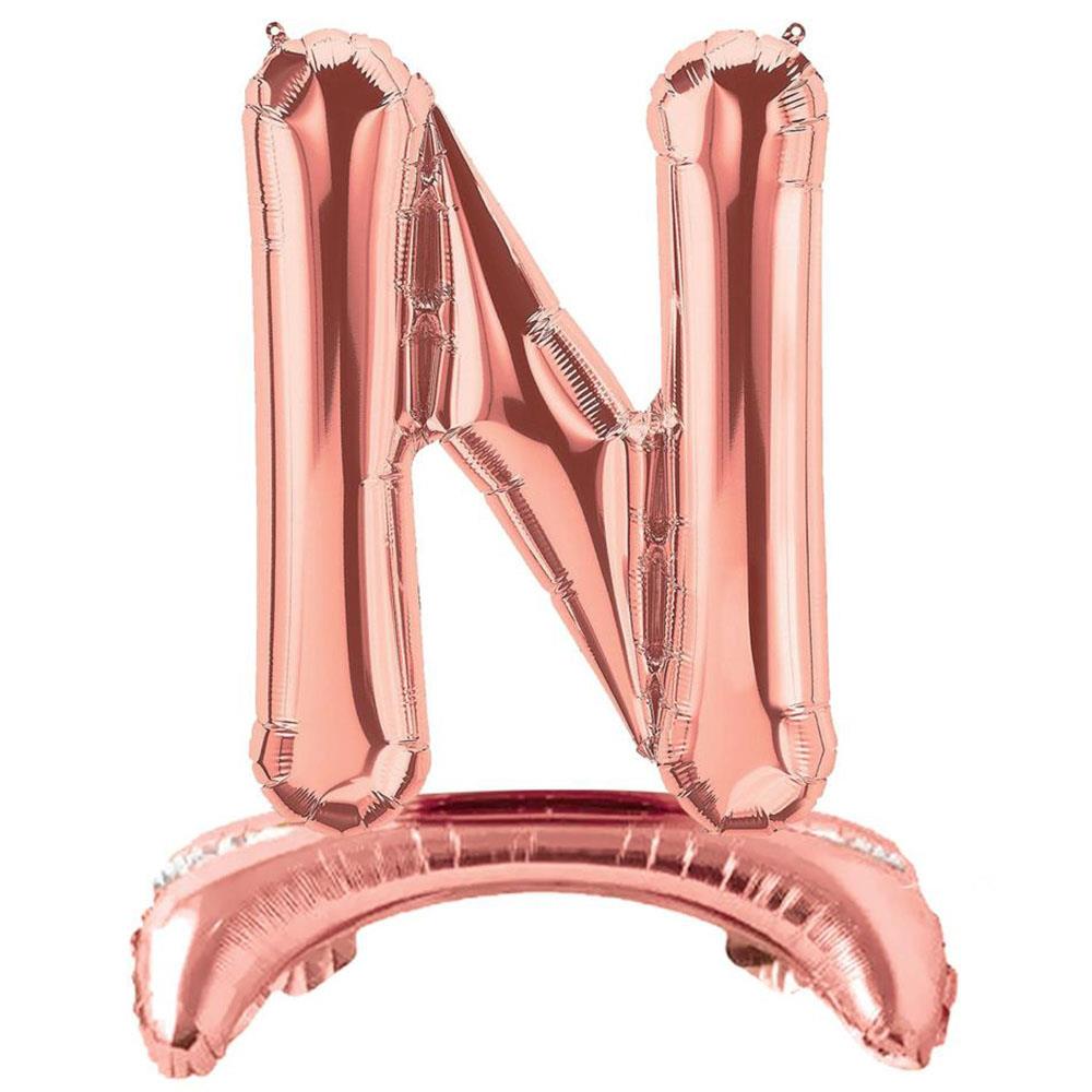N Harf Ayakta Durabilen Rose Gold Folyo Balon 80 cm