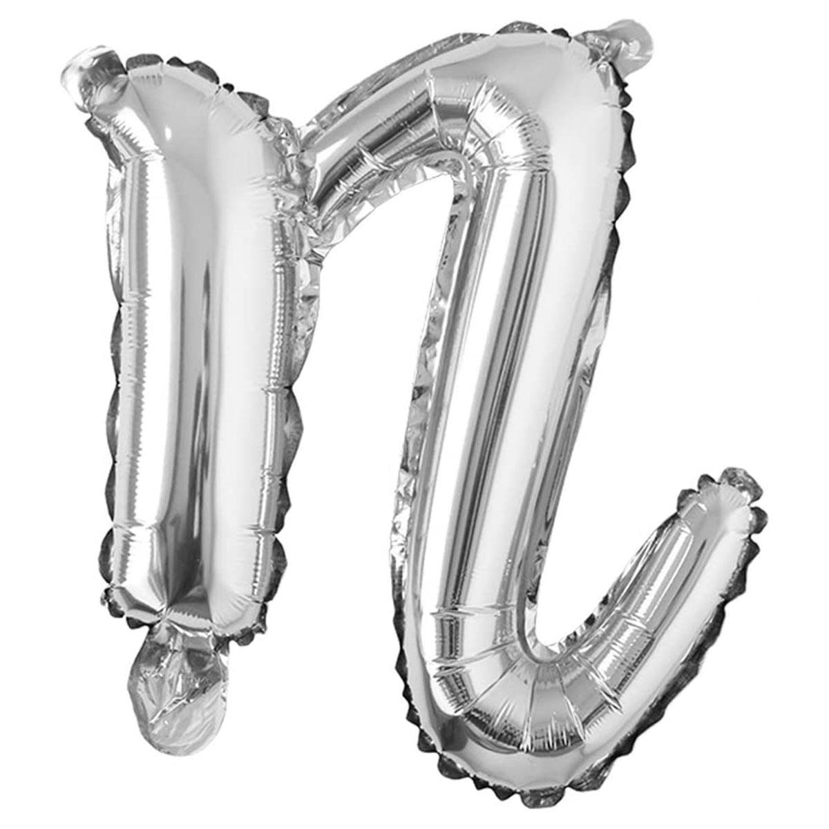 N Harf Gümüş El Yazısı Folyo Balon 45 cm