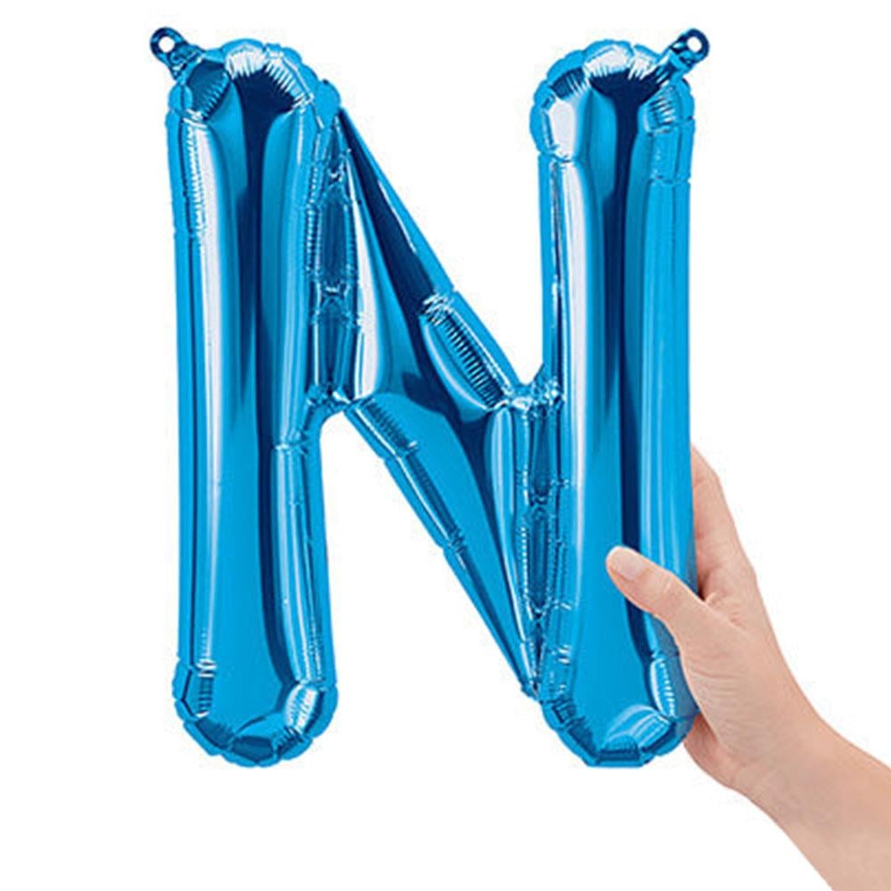 N Harf Mavi Folyo Balon 40 cm