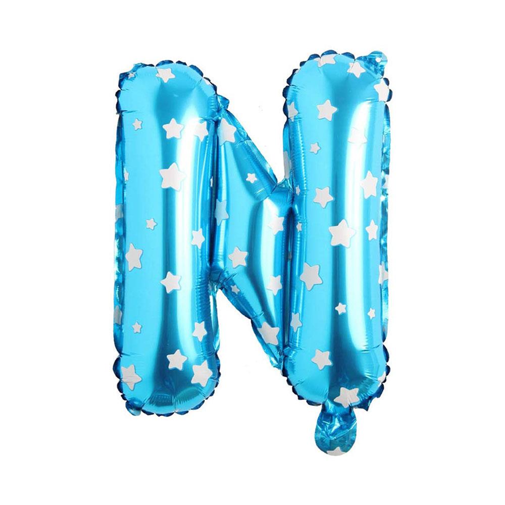 N Harf Mavi Yıldız Folyo Balon 70 cm