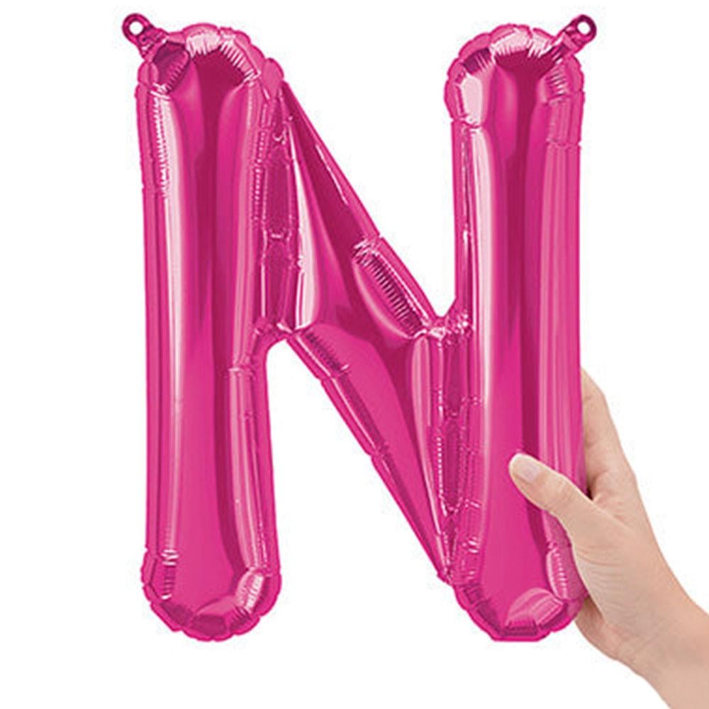 N Harf Pembe Folyo Balon 40 cm