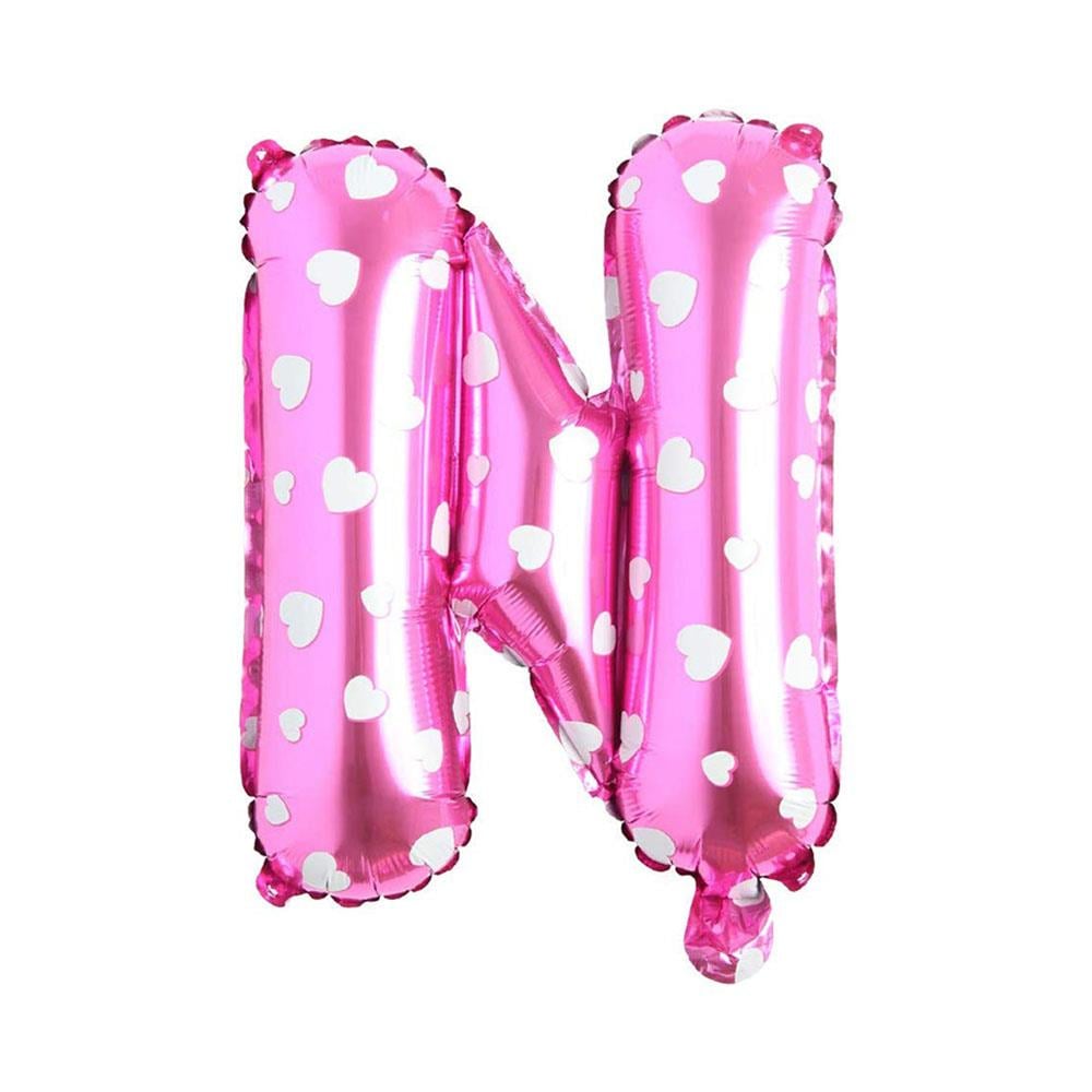 N Harf Pembe Kalp Folyo Balon 70 cm
