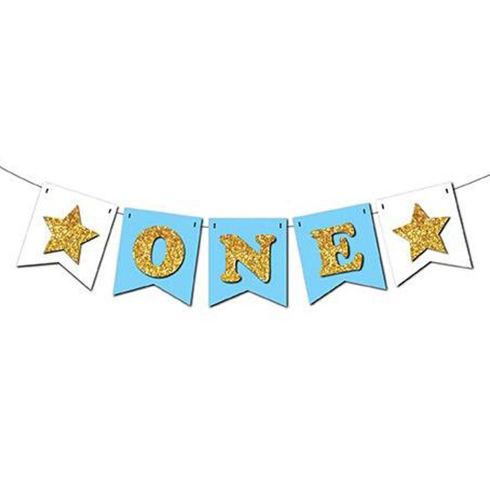 One İpe Dizili Altın - Mavi Strafor Süs