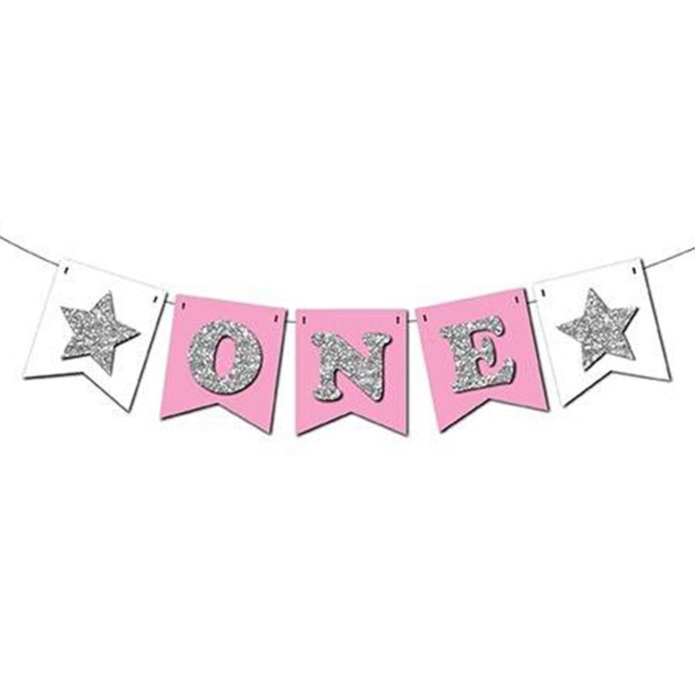 One İpe Dizili Gümüş - Pembe Strafor Süs