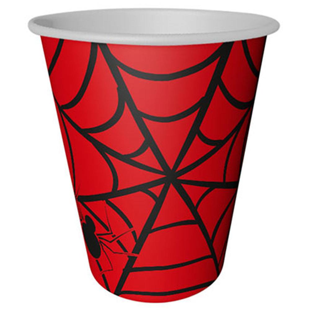 Örümcek Temalı Kırmızı Karton Bardak 8'li