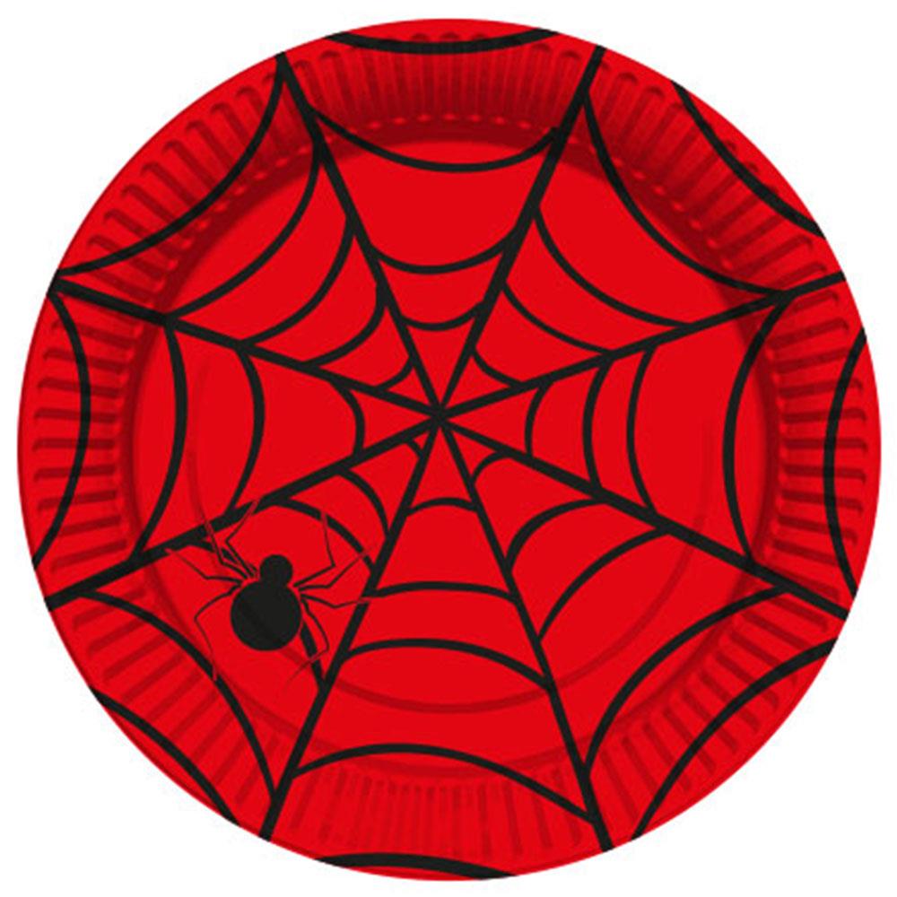 Örümcek Temalı Kırmızı Karton Tabak 23 cm 8'li