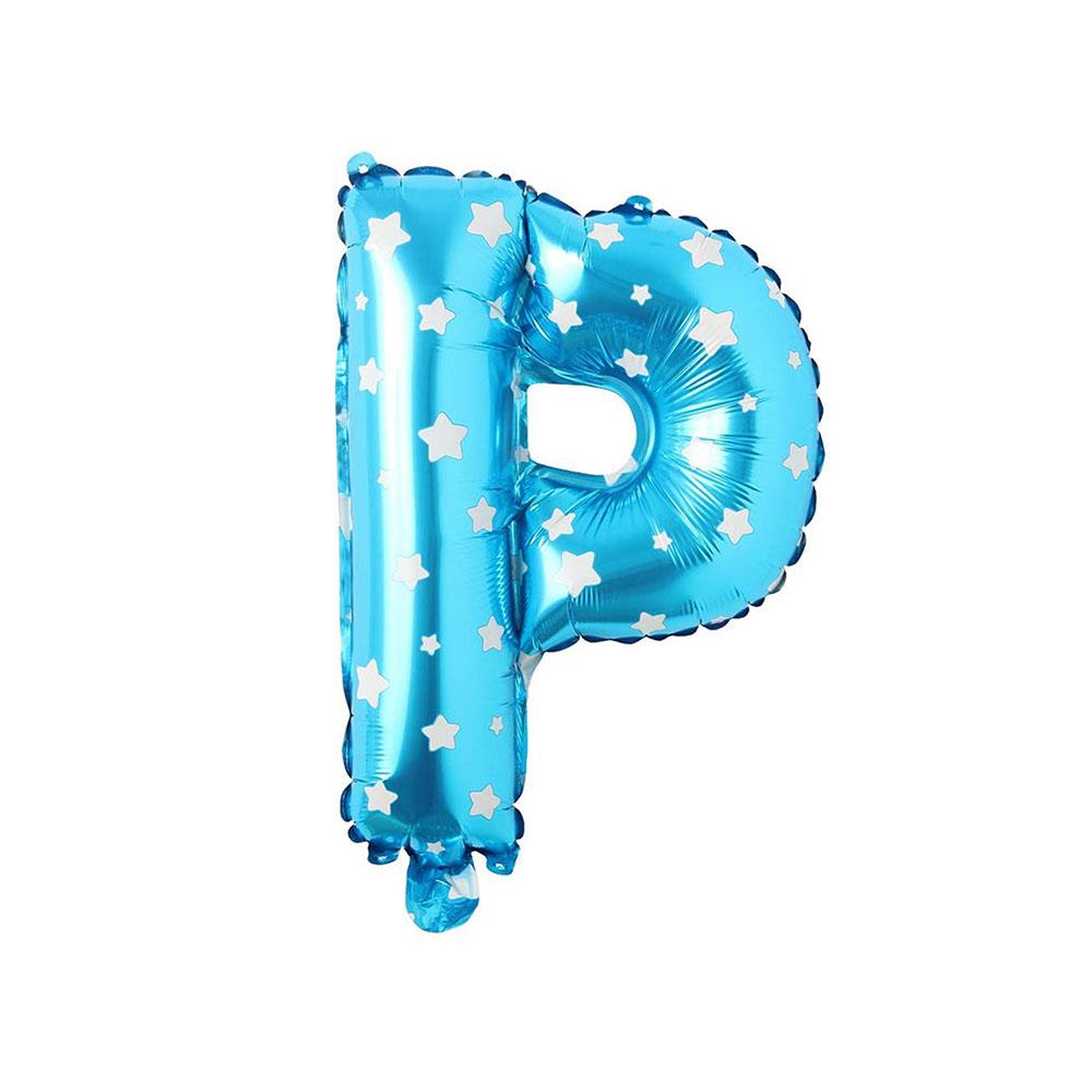 P Harf Mavi Yıldız Folyo Balon 40 cm