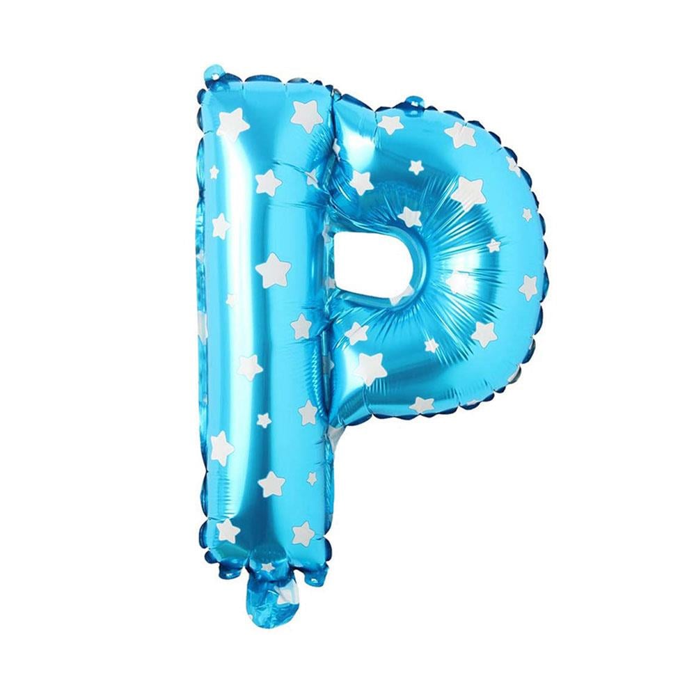 P Harf Mavi Yıldız Folyo Balon 70 cm
