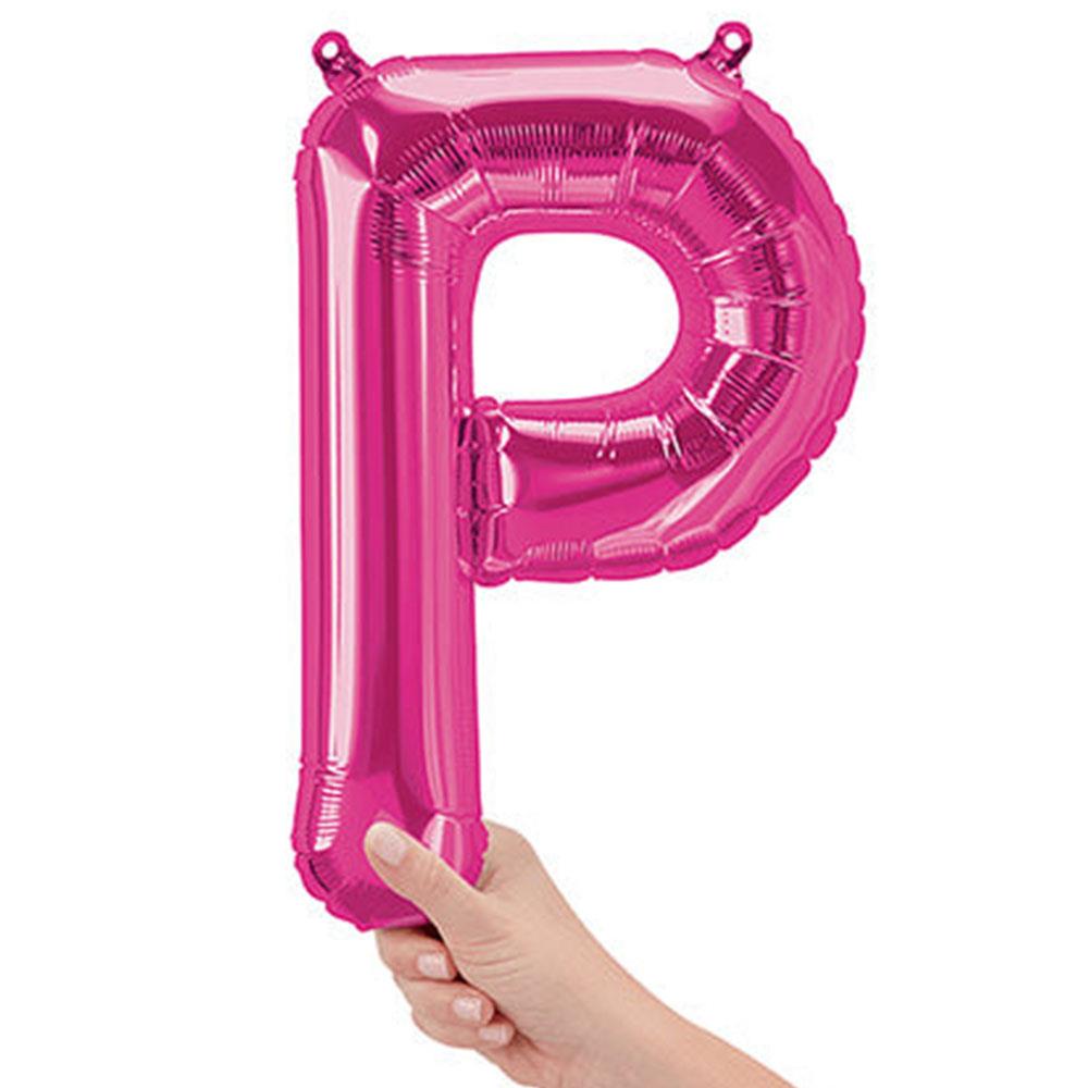 P Harf Pembe Folyo Balon 40 cm