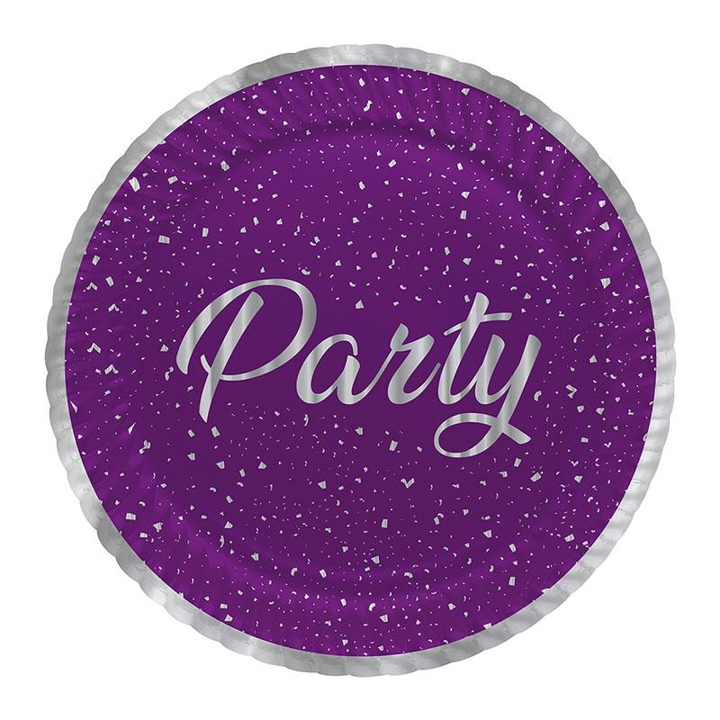 Parti Zamanı Mor Karton Tabak 23 cm 8'li