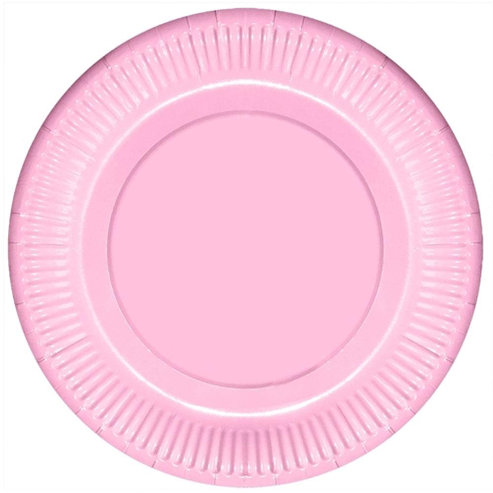 Pembe Makaron Karton Tabak 23 cm 8'li