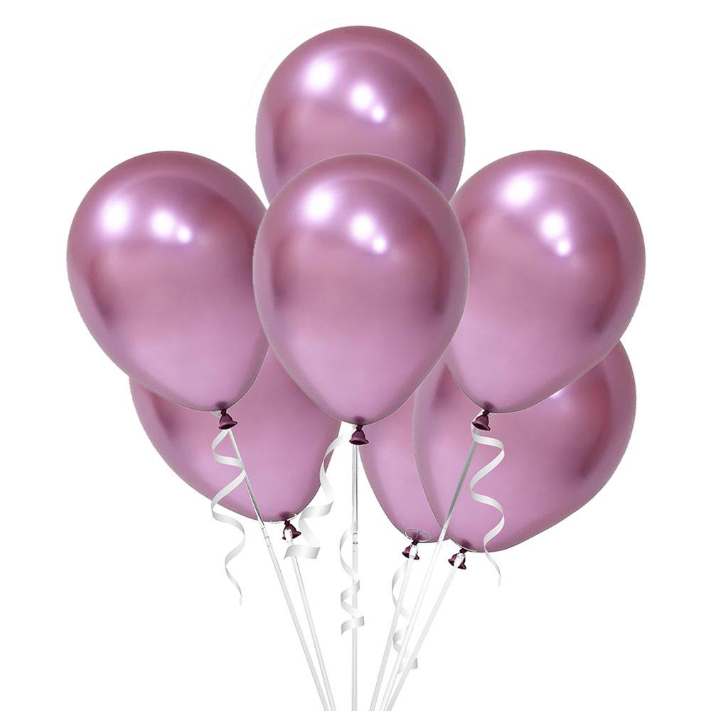 Pembe Metalik Krom Lateks Balon 10'lu