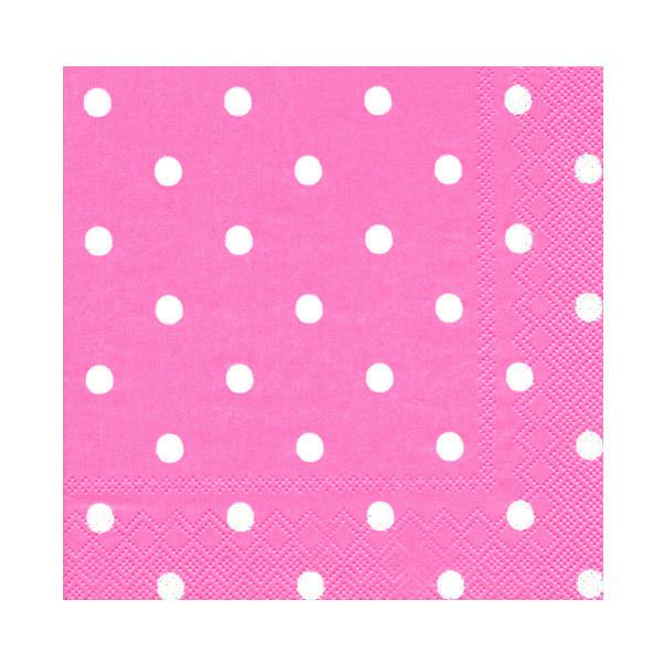 Pembe Puantiyeli Kağıt Peçete 33x33 cm 20'li