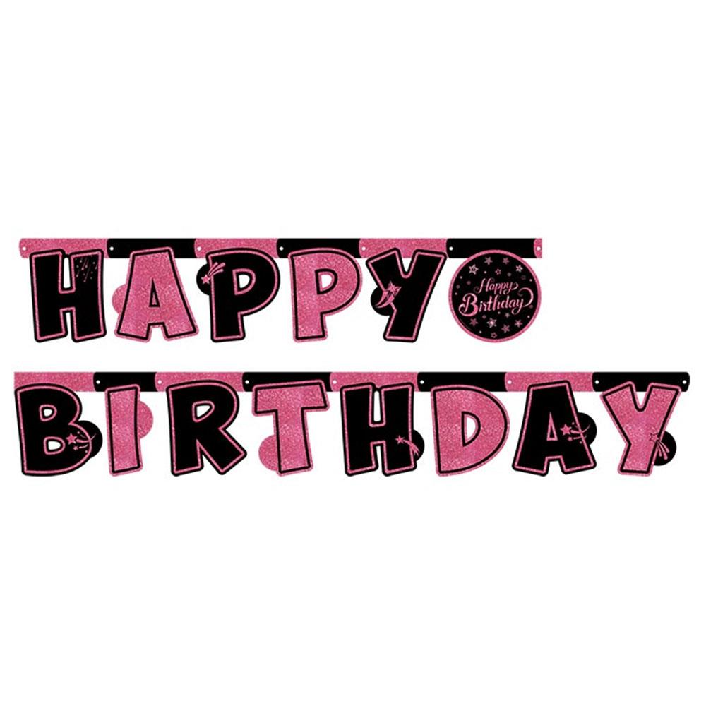 Pink Stars Birthday Happy Birthday Harf Afiş