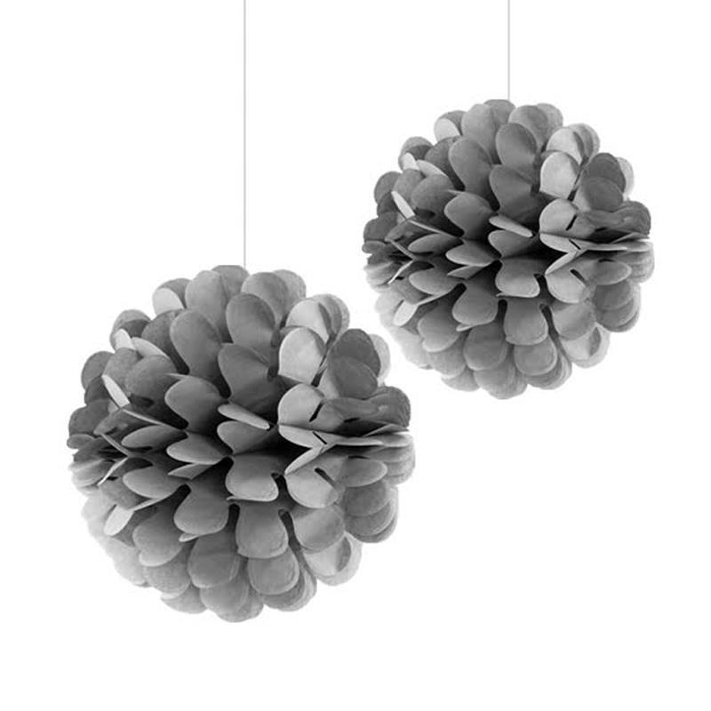 Ponpon Dekor Süs Seti Gümüş 2'li