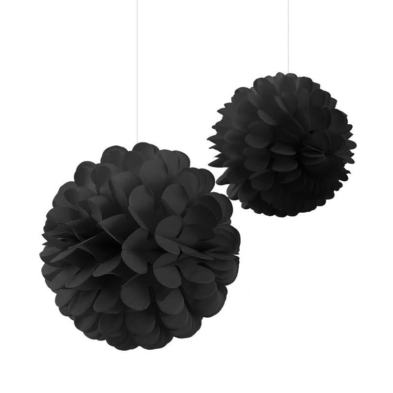 Ponpon Dekor Süs Seti Siyah 2'li