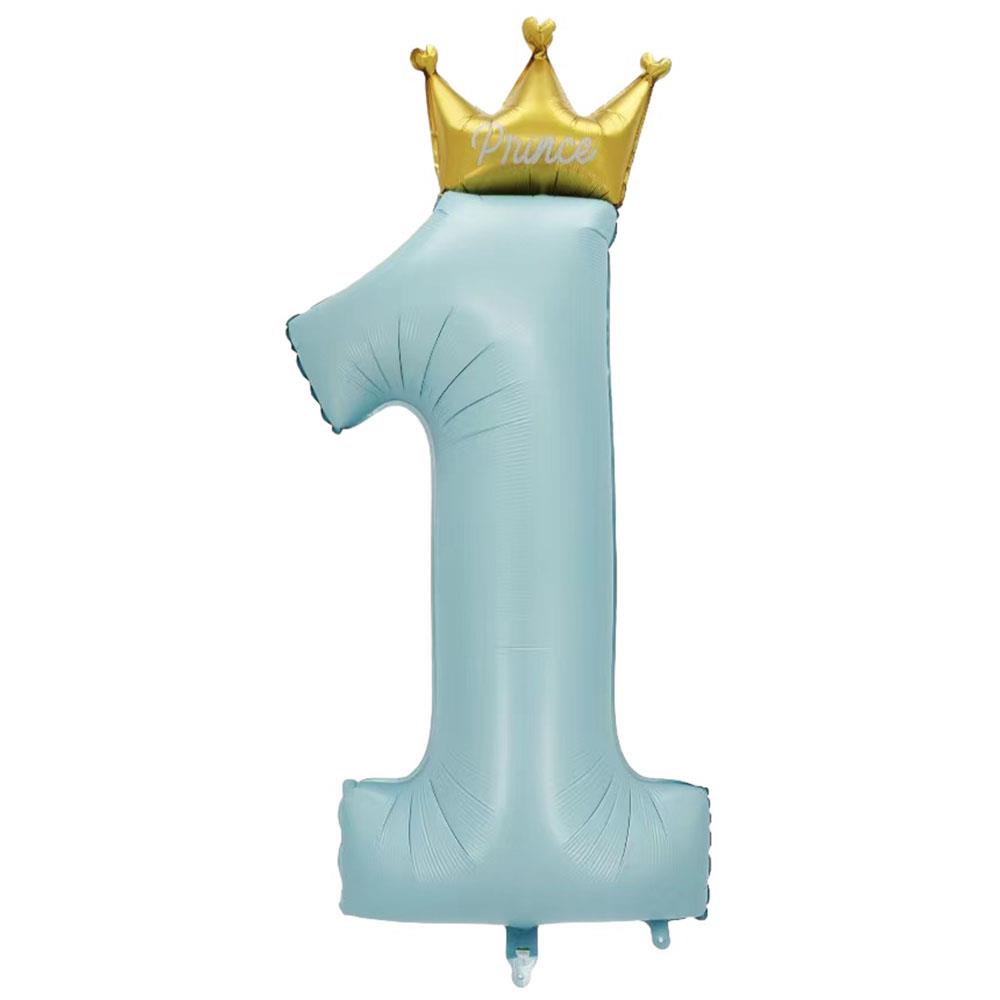 Prens Taç 1 Rakam Folyo Balon Mavi 120 cm