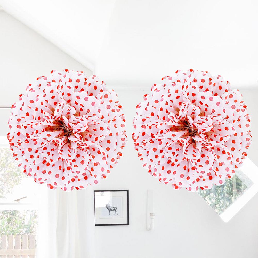 Puantiyeli Ponpon Dekor Süs 35 cm 2'li
