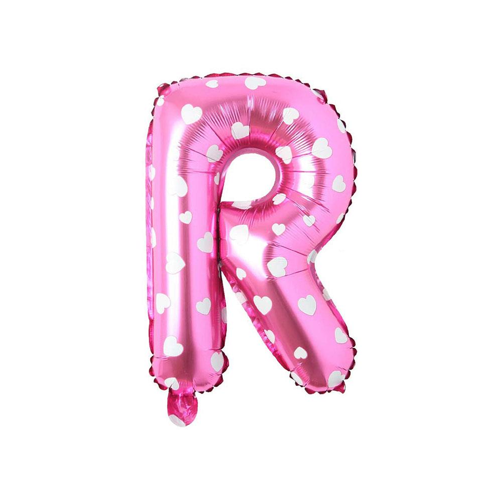 R Harf Pembe Kalp Folyo Balon 40 cm