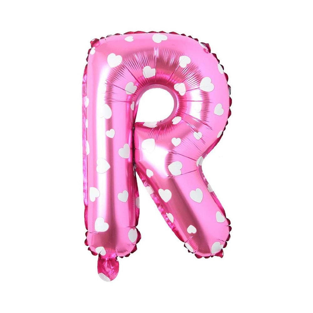 R Harf Pembe Kalp Folyo Balon 70 cm