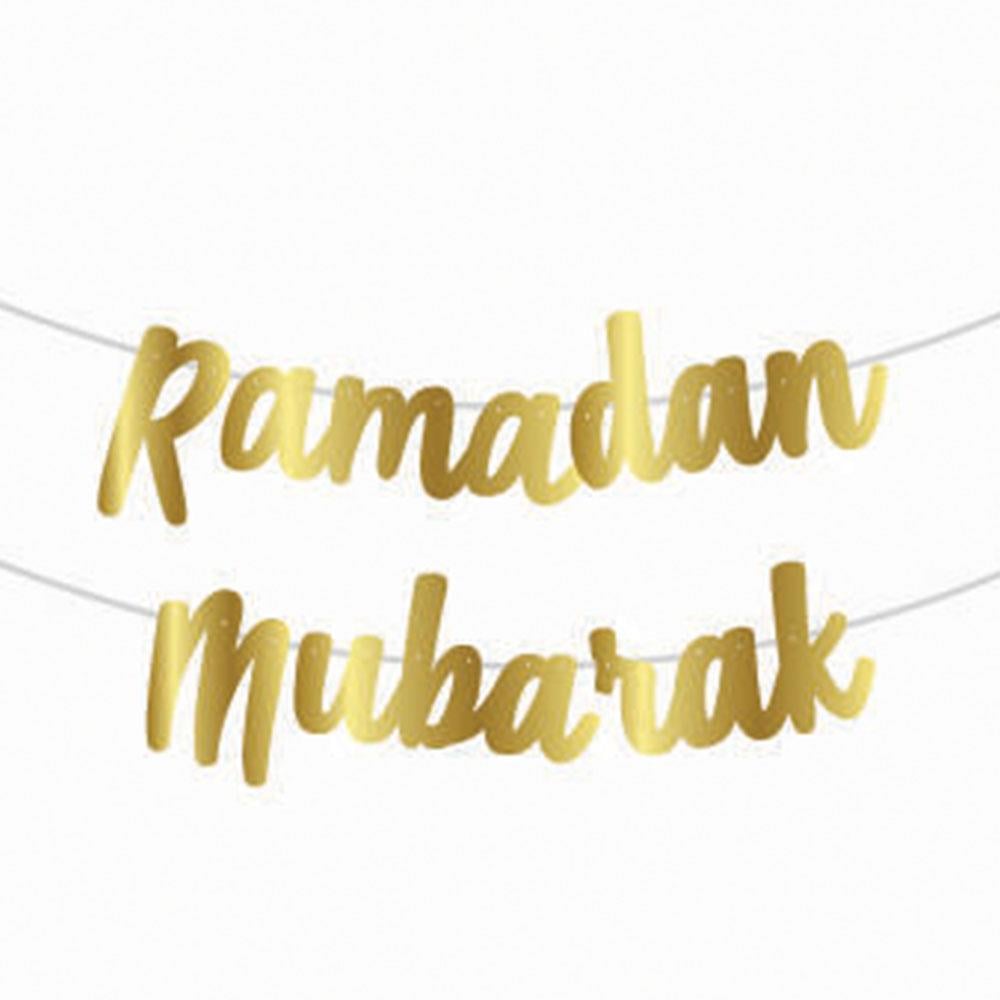 Ramadan Mubarak Kaligrafi Afiş Altın