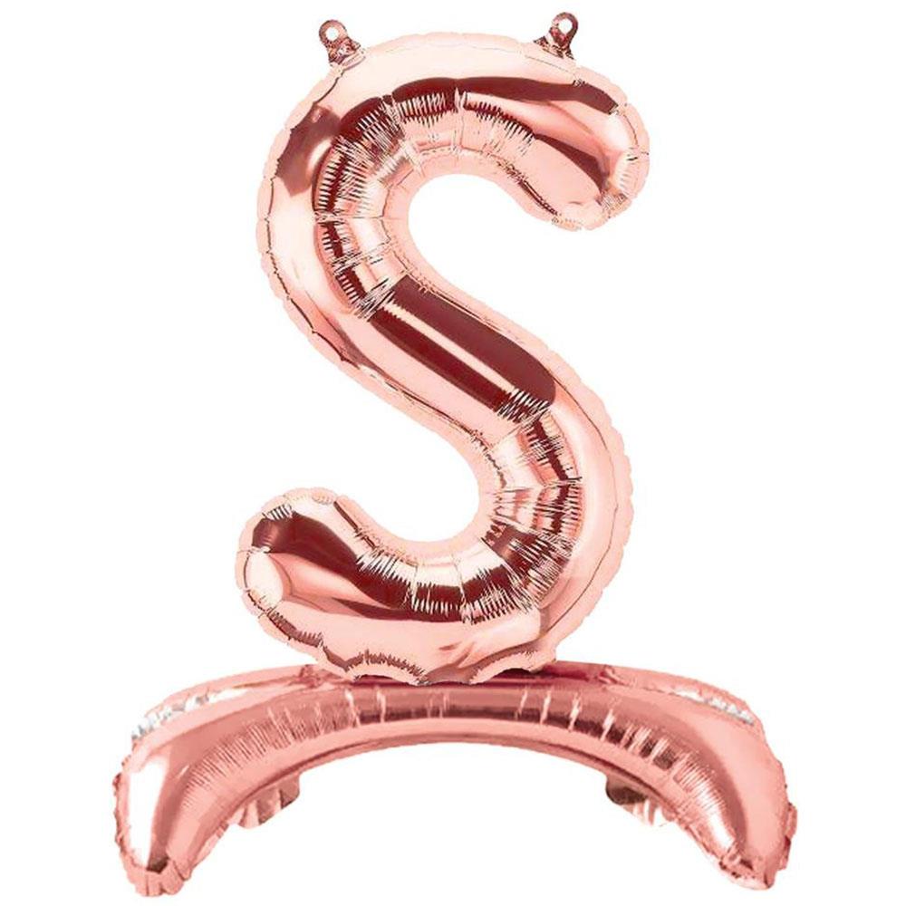 S Harf Ayakta Durabilen Rose Gold Folyo Balon 80 cm
