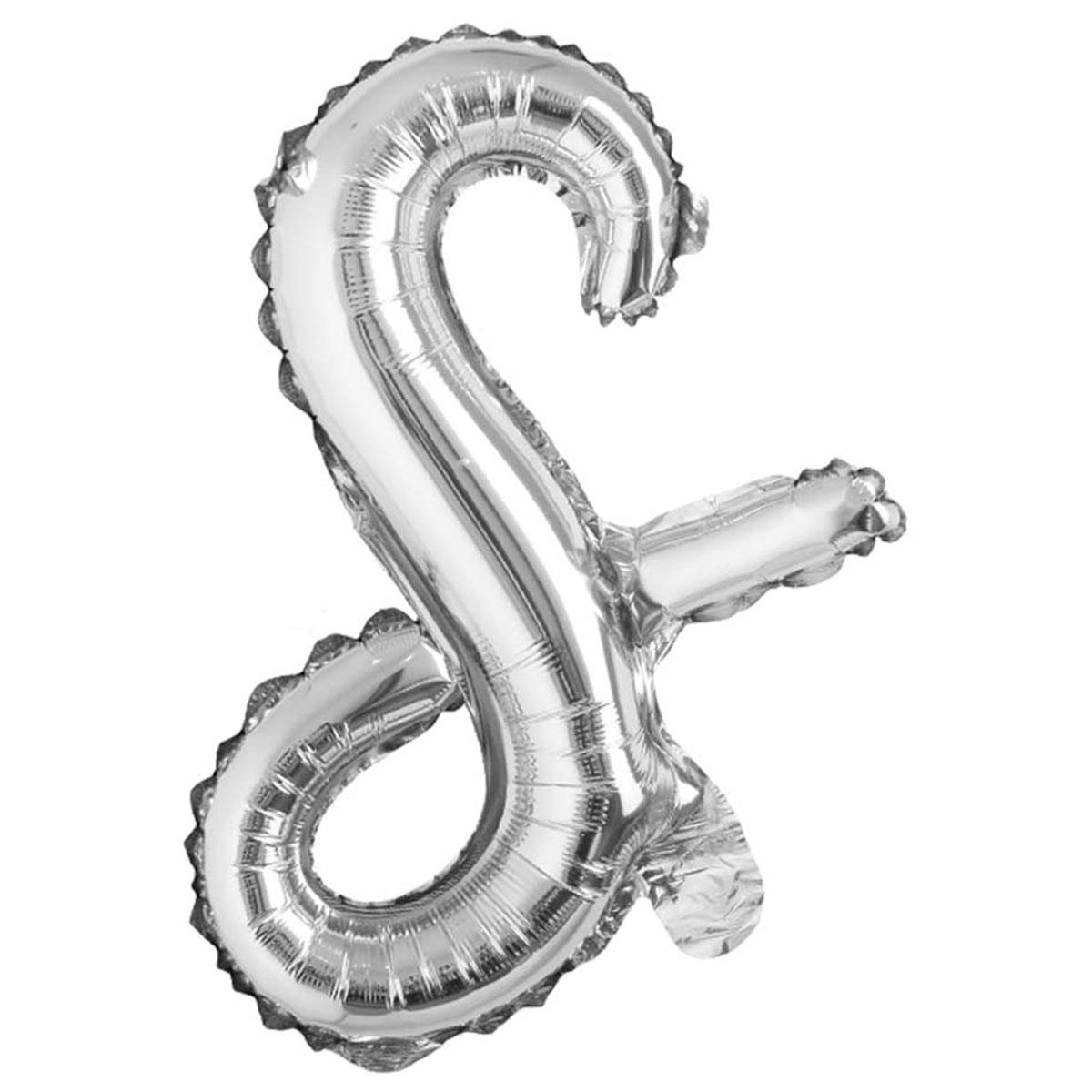 S Harf Gümüş El Yazısı Folyo Balon 45 cm
