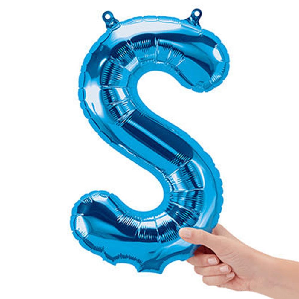 S Harf Mavi Folyo Balon 40 cm