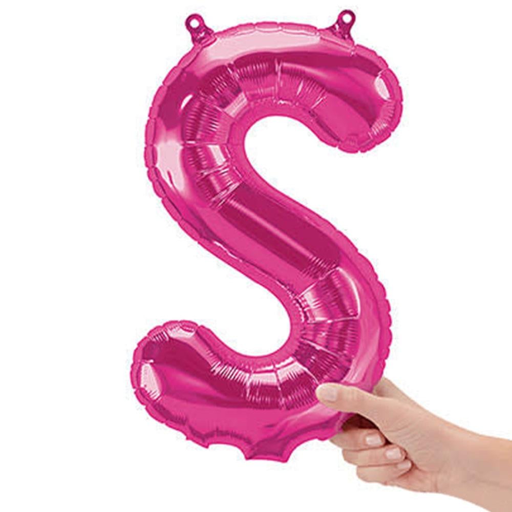 S Harf Pembe Folyo Balon 40 cm