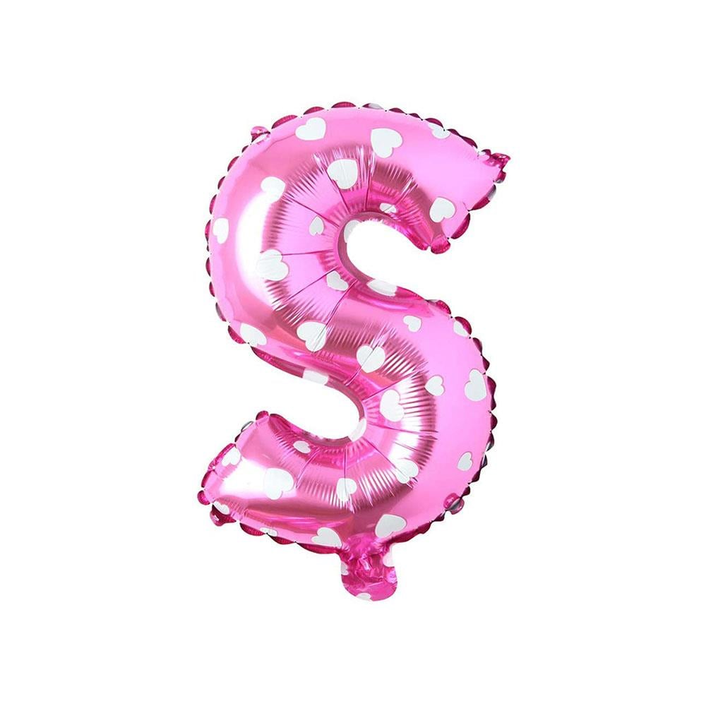 S Harf Pembe Kalp Folyo Balon 40 cm